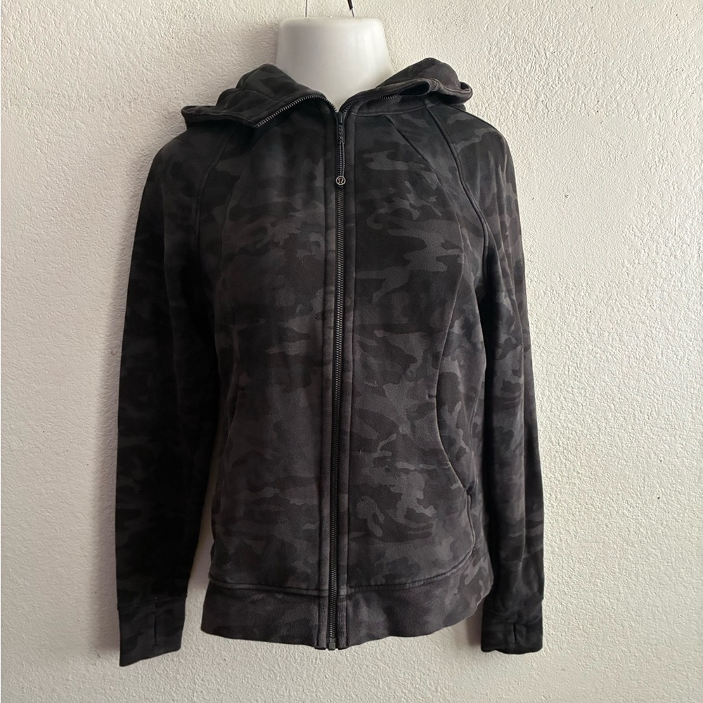 Lululemon Women's Scuba Hoodie Light Cotton Fleece Incognito Camo Gray 12 - Picture 3 of 13